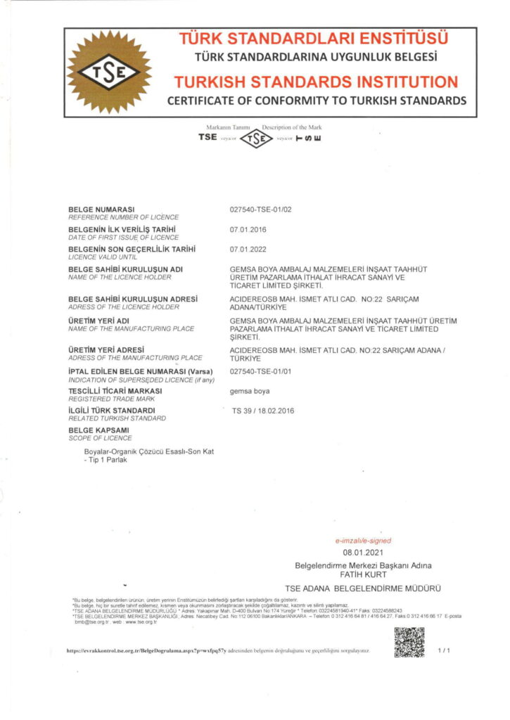 Gemsa Boya Ambalaj Malzemeleri Ltd. Şti.