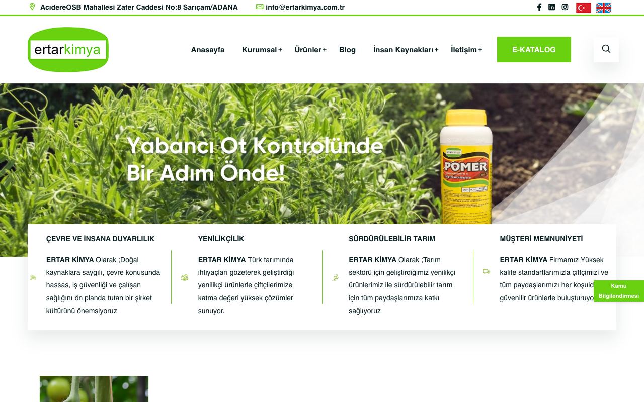 Ertar Kimya Tarım Ürünleri ve Aletleri İmalat Pazarlama San. ve Tic. Ltd. Şti.